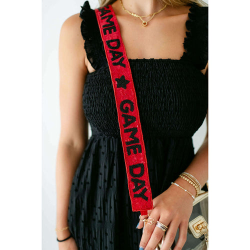 8.28 Boutique:Caroline Hill,Red and Black Game Day Spirit Sequin Strap,purse strap