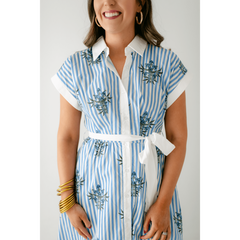 8.28 Boutique:Entro,The Lori Blue Floral Stripe Dress,Dress