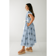 8.28 Boutique:Entro,The Lori Blue Floral Stripe Dress,Dress