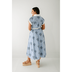 8.28 Boutique:Entro,The Lori Blue Floral Stripe Dress,Dress