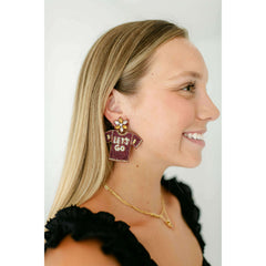 8.28 Boutique:Caroline Hill,Let's Go Garnet and Gold Jersey Earrings,Earrings