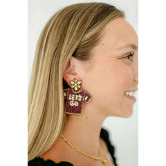 8.28 Boutique:Caroline Hill,Let's Go Garnet and Gold Jersey Earrings,Earrings