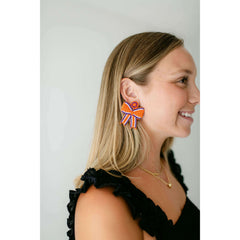 8.28 Boutique:Caroline Hill,Orange and Purple Bow Beaded Earrings,Earrings