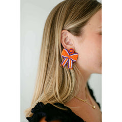 8.28 Boutique:Caroline Hill,Orange and Purple Bow Beaded Earrings,Earrings