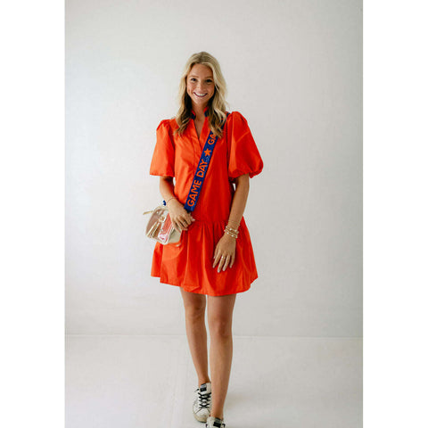 The Tiger Orange and Purple Faux Leather Dress