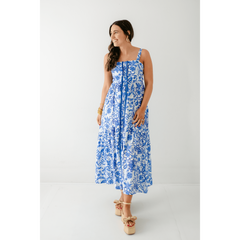 8.28 Boutique:TCEC,The Rachel Blue Floral Midi Dress,Dress