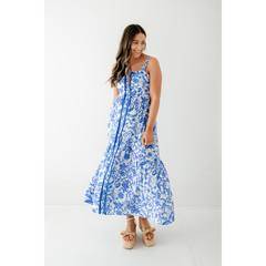 8.28 Boutique:TCEC,The Rachel Blue Floral Midi Dress,Dress