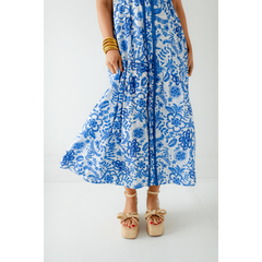 8.28 Boutique:TCEC,The Rachel Blue Floral Midi Dress,Dress