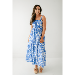 8.28 Boutique:TCEC,The Rachel Blue Floral Midi Dress,Dress