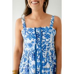 8.28 Boutique:TCEC,The Rachel Blue Floral Midi Dress,Dress