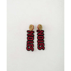 8.28 Boutique:The Pearled Panther,Florida State Noles Beaded Statement Earrings,Earrings