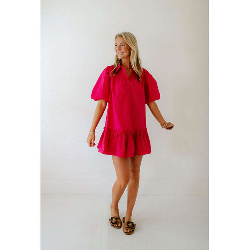 8.28 Boutique:Sincerely Ours,Sincerely Ours Morgan Fuchsia Poplin Dress,dress