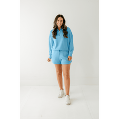 8.28 Boutique:Varley,Varley Hawley Half - Zip Sweat in Azure Blue,Shirts & Tops