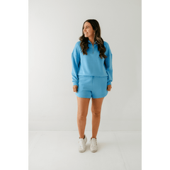 8.28 Boutique:Varley,Varley Hawley Half - Zip Sweat in Azure Blue,Shirts & Tops