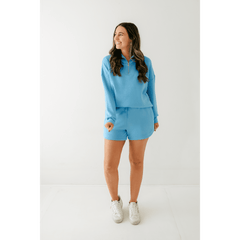 8.28 Boutique:Varley,Varley Hawley Half - Zip Sweat in Azure Blue,Shirts & Tops