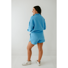 8.28 Boutique:Varley,Varley Hawley Half - Zip Sweat in Azure Blue,Shirts & Tops