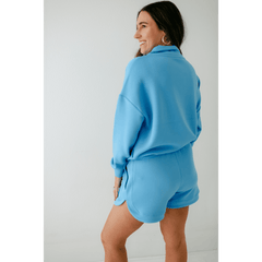 8.28 Boutique:Varley,Varley Hawley Half - Zip Sweat in Azure Blue,Shirts & Tops