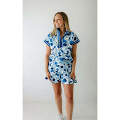 8.28 Boutique:Emily McCarthy,Emily McCarthy Poppy Pullover in Blue Cheetah,Shirts & Tops