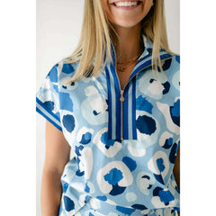 8.28 Boutique:Emily McCarthy,Emily McCarthy Poppy Pullover in Blue Cheetah,Shirts & Tops