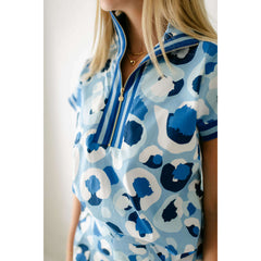 8.28 Boutique:Emily McCarthy,Emily McCarthy Poppy Pullover in Blue Cheetah,Shirts & Tops