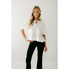 8.28 Boutique:Entro,The Hannah White Bow Top,Shirts & Tops