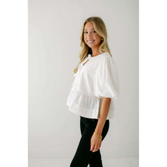 8.28 Boutique:Entro,The Hannah White Bow Top,Shirts & Tops