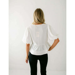 8.28 Boutique:Entro,The Hannah White Bow Top,Shirts & Tops