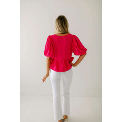 8.28 Boutique:Entro,The Hannah Bow Top in Hot Pink,Shirts & Tops