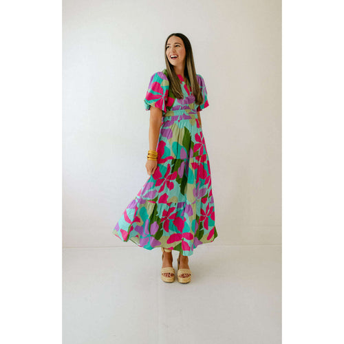 8.28 Boutique:8.28 Boutique,The Avery Floral Tiered Midi Dress,Dress