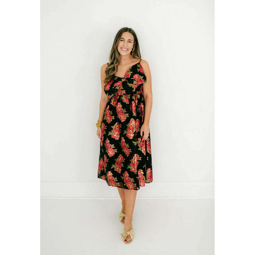 8.28 Boutique:Meet Me in Santorini,Meet Me in Santorini Scarlet Blossom Noir Bow Dress,Dress