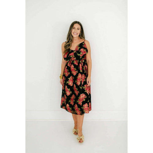 8.28 Boutique:Meet Me in Santorini,Meet Me in Santorini Scarlet Blossom Noir Bow Dress,Dress