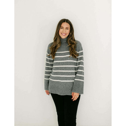 8.28 Boutique:Z-Supply,Z-Supply Fin Stripe Sweater in Heather Grey,Sweaters