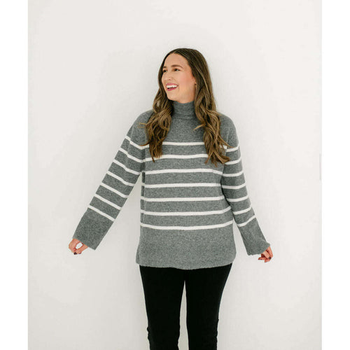 8.28 Boutique:Z-Supply,Z-Supply Fin Stripe Sweater in Heather Grey,Sweaters