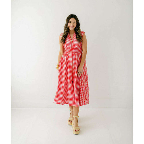 8.28 Boutique:Entro,Apple of Your Eye Red Gingham Zip Up Dress,Dress