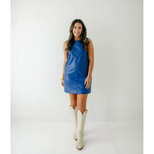 8.28 Boutique:Joy*Joy,Joy*Joy Royal Blue Sleeveless Pleather Dress,Dress