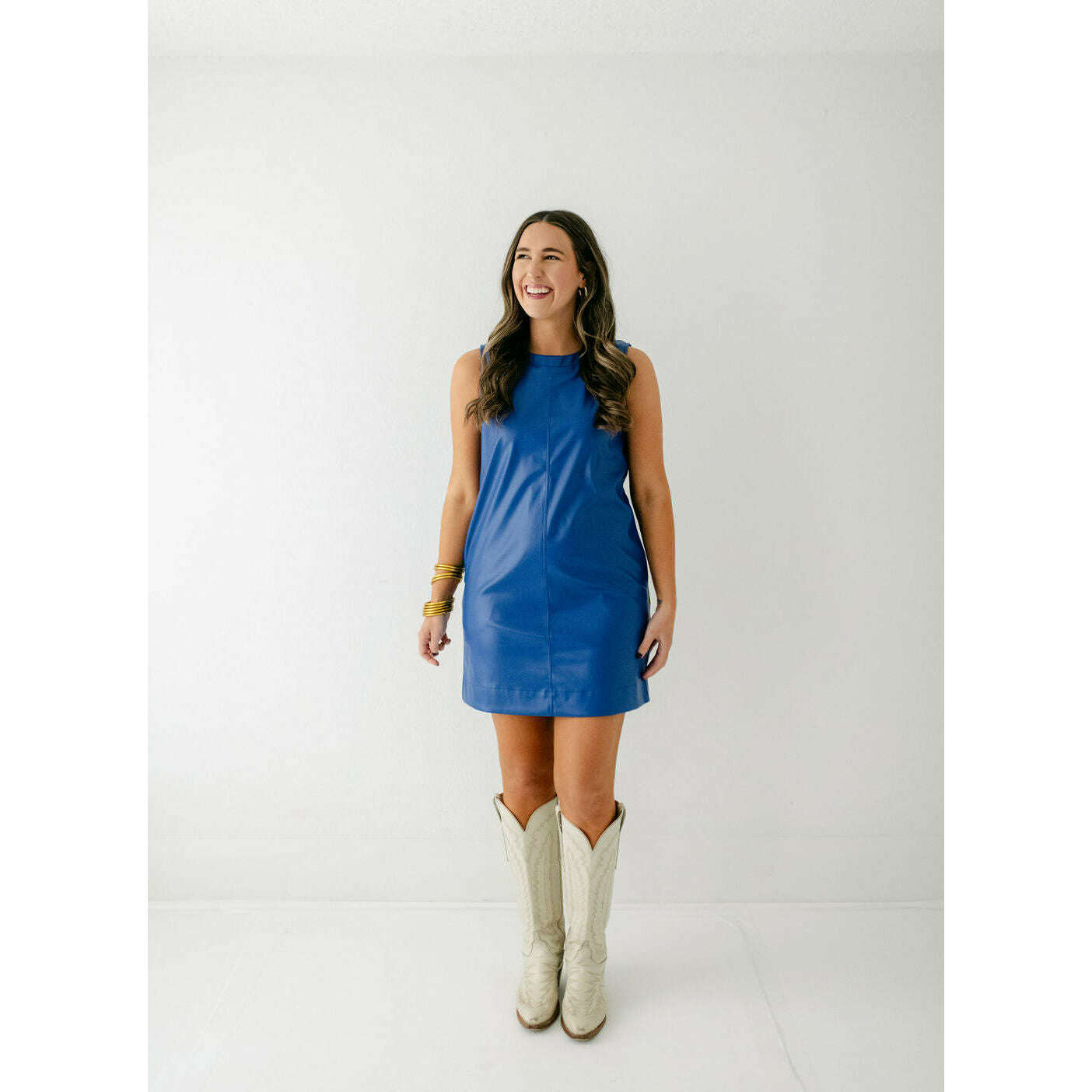 8.28 Boutique:Joy*Joy,Joy*Joy Royal Blue Sleeveless Pleather Dress,Dress