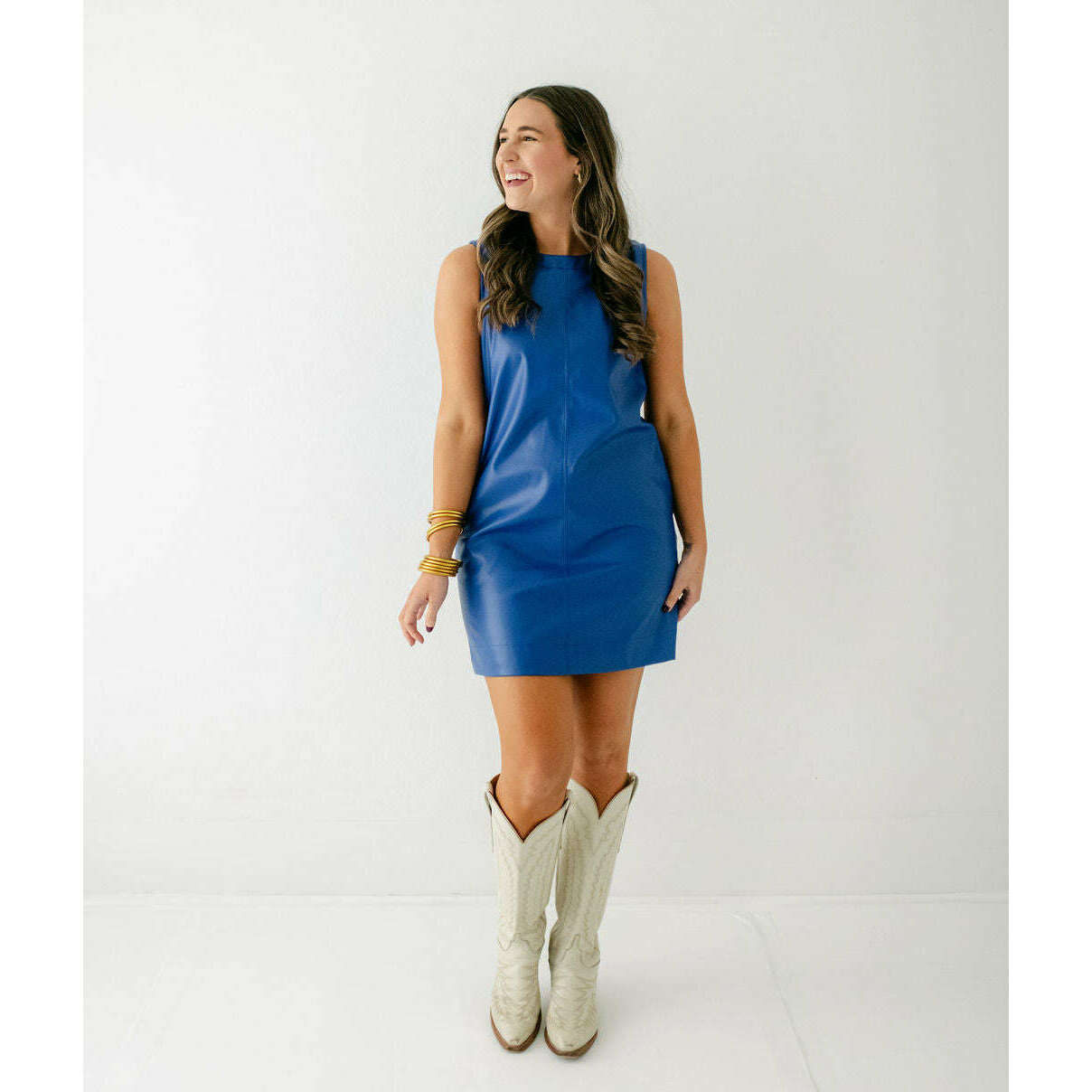 8.28 Boutique:Joy*Joy,Joy*Joy Royal Blue Sleeveless Pleather Dress,Dress