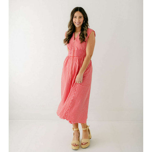 8.28 Boutique:Entro,Apple of Your Eye Red Gingham Zip Up Dress,Dress