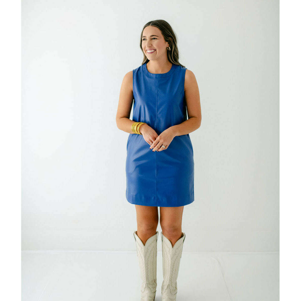 8.28 Boutique:Joy*Joy,Joy*Joy Royal Blue Sleeveless Pleather Dress,Dress