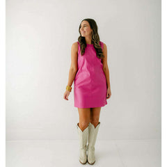 8.28 Boutique:Joy*Joy,Joy*Joy Pink Sleeveless Pleather Dress,Dress