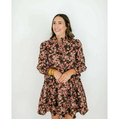 8.28 Boutique:Joy*Joy,Joy*Joy Brown Bloom Corduroy Tiered Dress,Dress