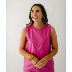 8.28 Boutique:Joy*Joy,Joy*Joy Pink Sleeveless Pleather Dress,Dress