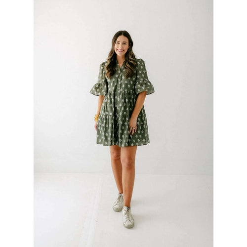 8.28 Boutique:Aureum,Aureum Olive Paisley Ruffle Mini Dress,Dress