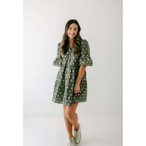 8.28 Boutique:Aureum,Aureum Olive Paisley Ruffle Mini Dress,Dress