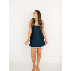 8.28 Boutique:Sail to Sable,Sail to Sable Navy Ric-Rac Exercise Dress,Dress