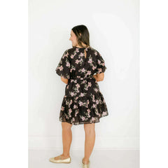 8.28 Boutique:Joy*Joy,Joy*Joy Midnight Floral Ruched Shoulder Dress,Dress