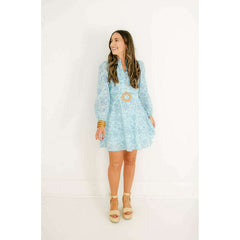 8.28 Boutique:Sail to Sable,Sail to Sable Sky Baroque Floral Belted Long Sleeve Tunic Dress,Dress