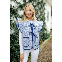 8.28 Boutique:Entro,The Meredith Blue Bow Vest,Jacket