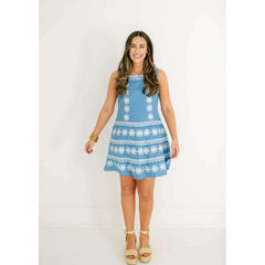 8.28 Boutique:Sail to Sable,Sail to Sable Embroidered Marina Square Neck Tiered Dress,Dress