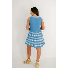 8.28 Boutique:Sail to Sable,Sail to Sable Embroidered Marina Square Neck Tiered Dress,Dress